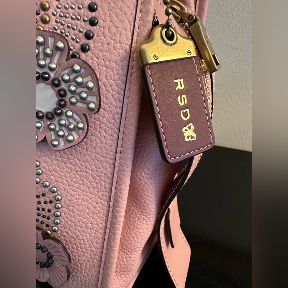 Coach Rogue Tea Rose Shoulder Bag Snake Two Way Handle  Leather Tote EUC - Picture 8 of 16